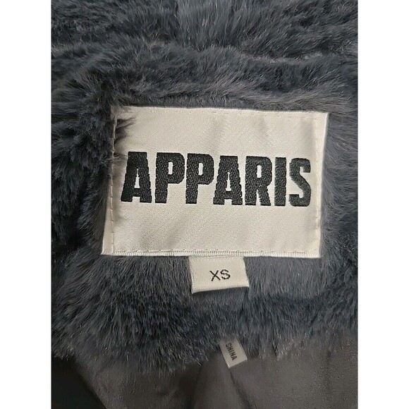 Apparis Goldie Faux Vegan Fur Oversized Hood Jacket Carbon Gray Women’s Size XS - Picture 6 of 11